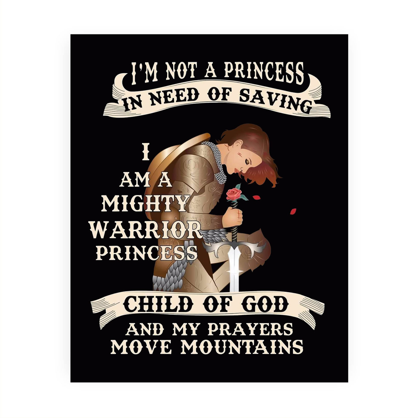 I'm A Mighty Warrior Princess- Inspirational Christian Wall Art -8x10"-Armor of God Wall Print -Ready to Frame. Home-Bedroom-Office-Church Decor. Great Gift for Confidence in All Women-Teens-Girls!