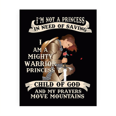 I'm A Mighty Warrior Princess- Inspirational Christian Wall Art -8x10"-Armor of God Wall Print -Ready to Frame. Home-Bedroom-Office-Church Decor. Great Gift for Confidence in All Women-Teens-Girls!