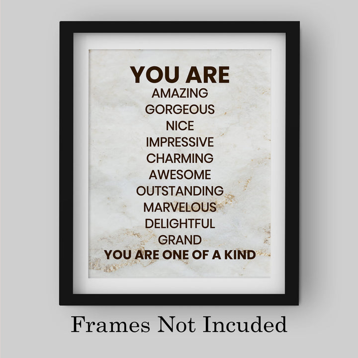 You Are One of a Kind- Inspirational Wall Art Print- 8 x 10" Ready to Frame. Motivational Wall Art-Home Decor- Office Decor. Perfect For Building Confidence in Children, Friends &amp; Graduates!