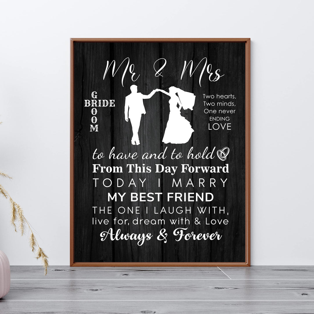 "Mr &amp; Mrs - Always &amp; Forever" Wedding Quotes Wall Art Decor -11 x 14" Inspirational Love &amp; Marriage Print-Ready to Frame. Romantic Wedding &amp; Anniversary Gift for Husband, Wife &amp; Newlyweds