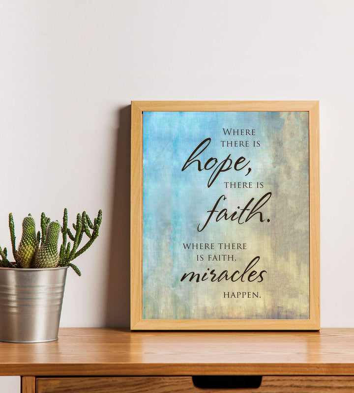 Where There Is Hope>Faith>Miracles Happen- Spiritual Wall Art- 8 x 10" Abstract Design Print-Ready to Frame. Inspirational Home D?cor-Office-Church Decor. Gives Peace &amp; Contentment. Great Gift Idea!