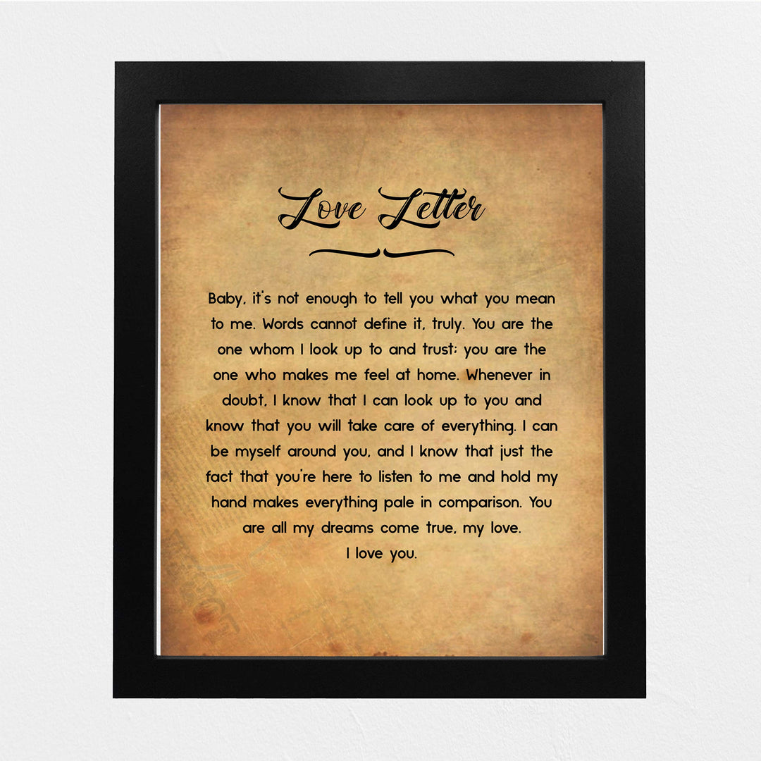 Love Letter- You Are My Everything- Wall Art Print-8 x 10" Wall Decor-Ready to Frame. Distressed Typographic Parchment Print for Home-Bedroom- Office Decor. Lifetime Gift For That Special Person.