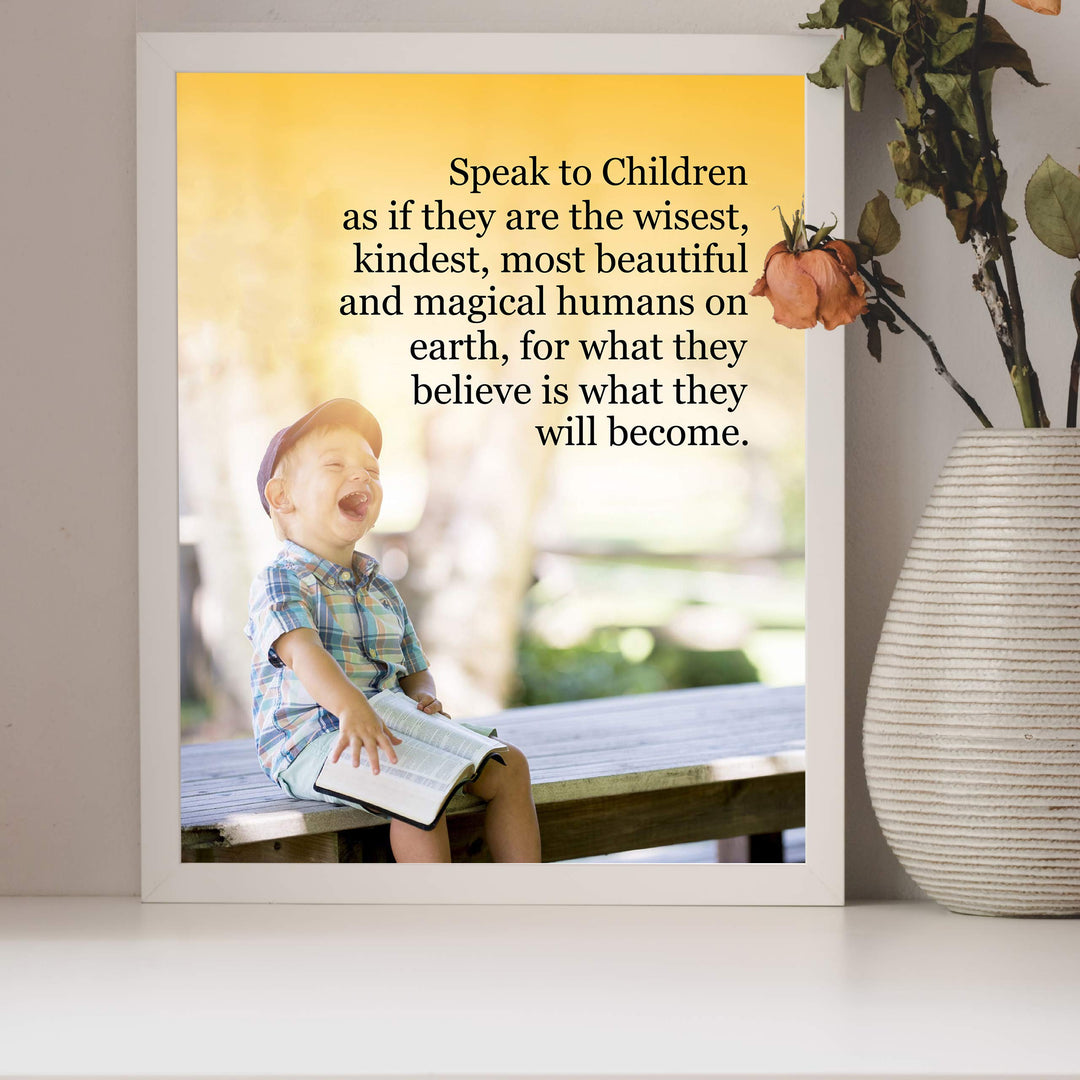 Speak to Children Wisely- Inspirational Wall Art- 8 x 10 Print Wall Art D?cor Ready to Frame. Nursery Decor, Bathroom Decor &amp; Bedroom Wall Art. Perfect Reminder for Great Parenting.