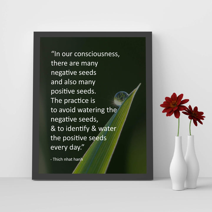 Identify and Water the Positive Seeds Every Day -Thich Nhat Hanh Mindfulness Quotes -8 x 10" Spiritual Wall Art Print-Ready to Frame. Home-Office-Studio-Meditation-Zen Decor. Great Reminder!