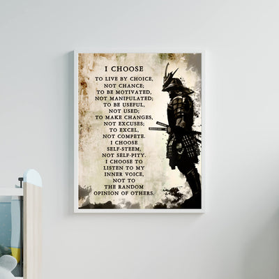 I Choose - Warrior Creed Motivational Quote Wall Art -11 x 14" Rustic Spiritual Fighter Print -Ready to Frame. Inspirational Home-Dojo-Gym-Office-Classroom Decor. Life Quotes for All Warriors!