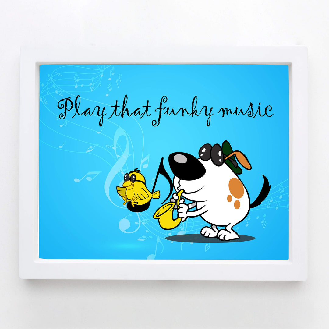 Play That Funky Music Funny Music Quotes- Poster Print- 10 x 8" Wall Art Print-Ready To Frame. Fun Typographic Cartoon Print. Home- Office- Studio- School Decor. Perfect Gift For All Music Lovers!