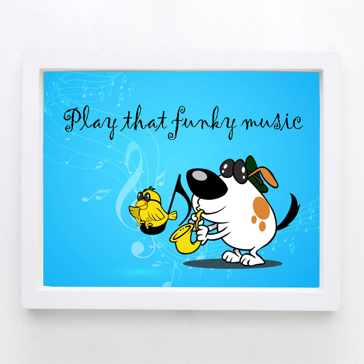 Play That Funky Music Funny Music Quotes- Poster Print- 10 x 8" Wall Art Print-Ready To Frame. Fun Typographic Cartoon Print. Home- Office- Studio- School Decor. Perfect Gift For All Music Lovers!