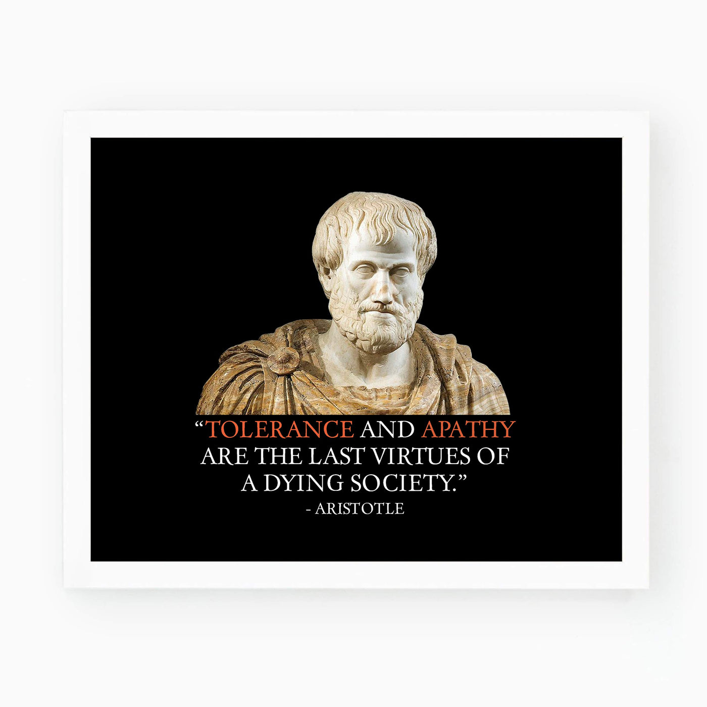 Aristotle-"Tolerance and Apathy Are the Last Virtues" Historical Quotes Wall Art -10 x 8" Political Poster Print-Ready to Frame. Perfect Home-Office-Classroom-Dorm Decor. Great Gift for Inspiration!