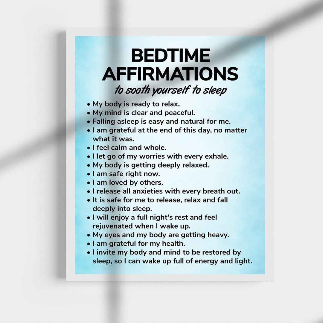 Bedtime Affirmations-Inspirational Quotes Wall Art -11 x 14" Motivational Night Time Poster Print -Ready to Frame. Ideal for Home D?cor-Bedroom Decor. Great Reminders &amp; Inspiration for Sleep!