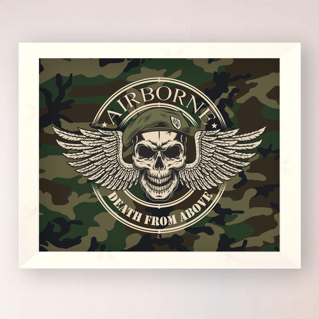 United States Army Airborne Logo"Death From Above"-10x8"-USA Military Wall Art Print-Ready to Frame. Patriotic Home-Office-School Decor. Great Gift for Soldiers-Veterans. Display Your Pride-Go Army!