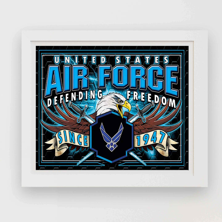 U.S. Air Force War Eagle Poster Print- 10 x 8"- Airmen Wall Art Prints-Ready To Frame."Defending Freedom Since 1947". Home-Office-Military Decor. Great Gift to Display Airman&