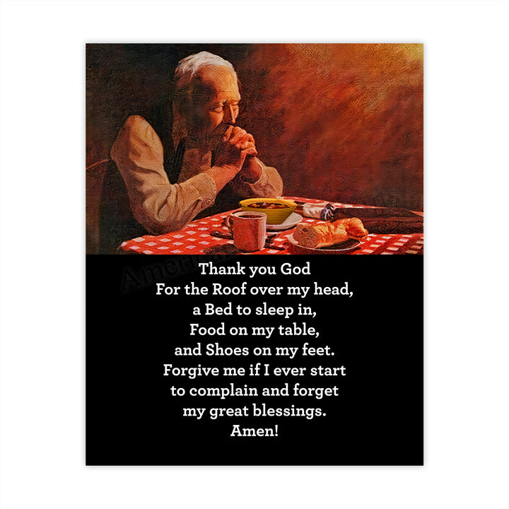 Thank You God for the Roof Over My Head Christian Prayer Wall Art -8 x 10" Inspirational Poster Print-Ready to Frame. Religious Home-Office-Studio-Church Decor. Great Motivational Gift of Faith!