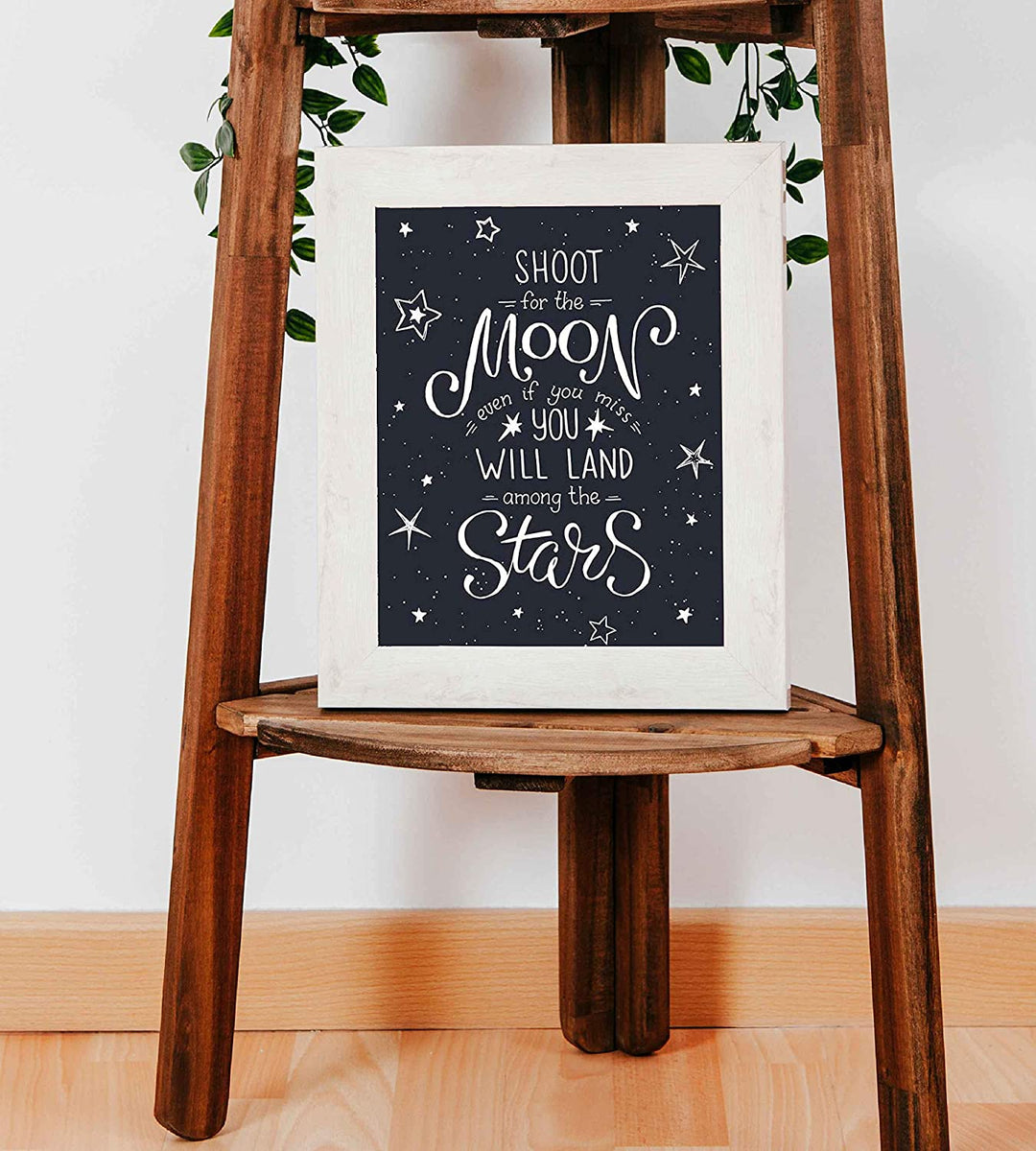 "Shoot for the Moon-You Will Land Among the Stars"-Inspirational Quotes Wall Art-8 x 10"