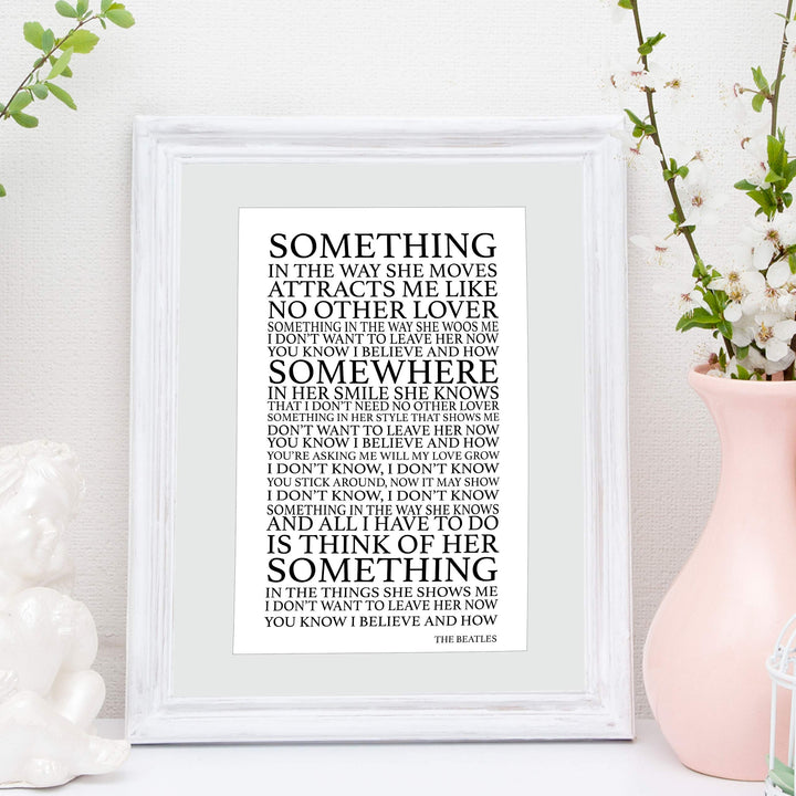 The Beatles Song Lyrics Wall Art-"Something In The Way She Moves" 11 x 14" Art Matted Print-Ready to Frame. Retro Home-Office-Cave D?cor. Perfect Love Song Gift for Beatles Fans &amp; Inspiration.