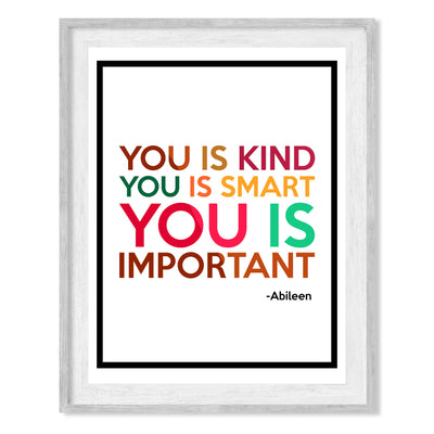 Ablieen-"You Is Kind, You Is Smart, You Is Important" Inspirational Movie Quotes-8x10" Typographic Wall Art Poster Print-Ready to Frame. Retro Home-Office-Studio Decor. Fun Movie Quote from The Help.