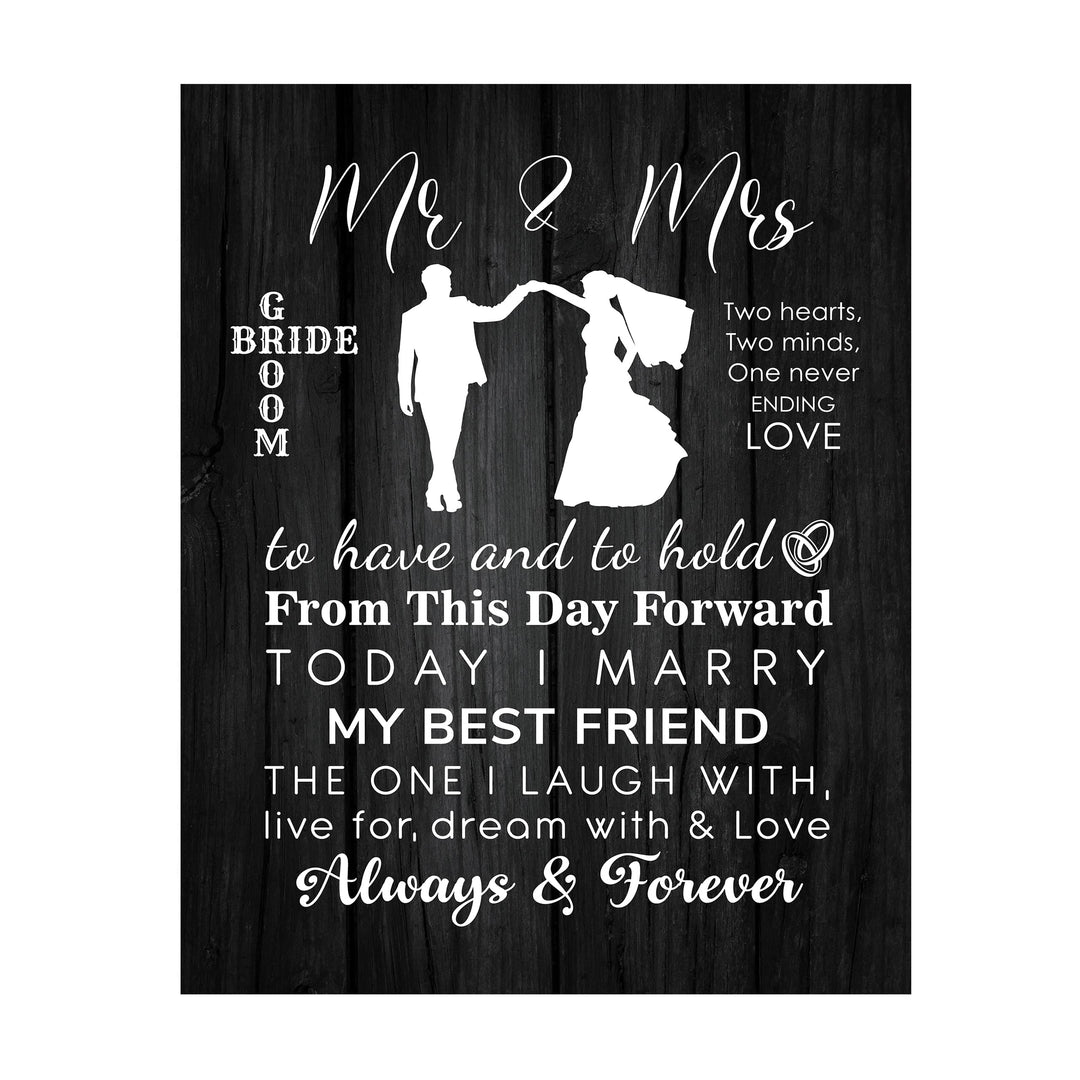 "Mr &amp; Mrs - Always &amp; Forever" Wedding Quotes Wall Art Decor -11 x 14" Inspirational Love &amp; Marriage Print-Ready to Frame. Romantic Wedding &amp; Anniversary Gift for Husband, Wife &amp; Newlyweds