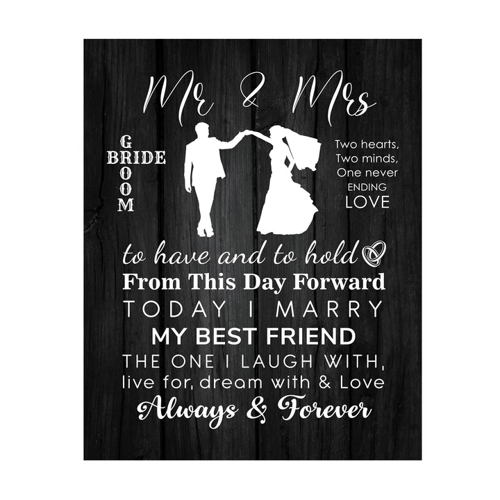 "Mr &amp; Mrs - Always &amp; Forever" Wedding Quotes Wall Art Decor -11 x 14" Inspirational Love &amp; Marriage Print-Ready to Frame. Romantic Wedding &amp; Anniversary Gift for Husband, Wife &amp; Newlyweds