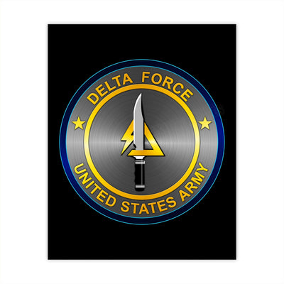 United States Army Delta Force Logo Poster Print- 8 x 10"- Wall Art Print- Ready to Frame. Patriotic Home-Office-Military Decor. Perfect Gift for Those Who Served. Display Your Pride- Go Army!