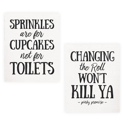 Sprinkles Are For Cupcakes-Changing Roll Won't Kill Ya- Funny Bathroom Sign Set (2)- 8 x 10's Prints Wall Art-Ready to Frame. Home-Office-Bathroom D?cor. Perfect For Guest Bath, Bar & All Restrooms.