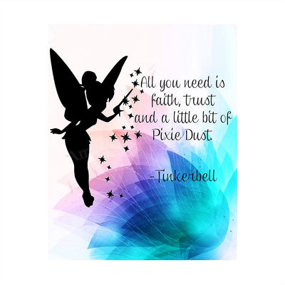 Tinkerbell Quotes-"Faith, Trust, & Pixie Dust"-8 x 10"