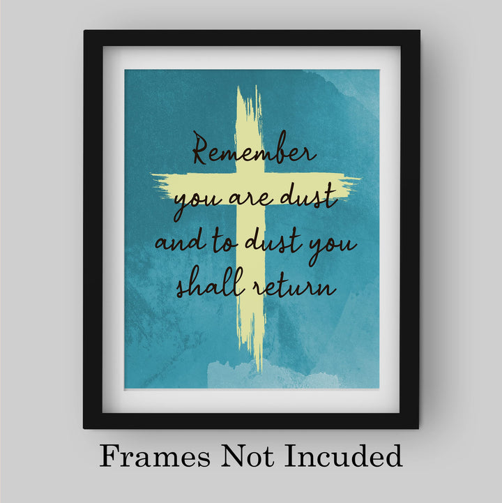"You Are Dust &amp; To Dust You Shall Return"- Bible Verse Cross Wall Art -8 x 10" Christian Scripture Print -Ready to Frame. Home-Office-Church Decor. Genesis 3:19. Great Religious Gift of Faith!