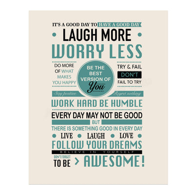 Good Day To Have Good Day- Inspirational-Positive Life Rules Wall Poster. 11 x 14" Modern Wall Art Print-Ready to Frame. Motivational Home-Office-School D?cor. Great Reminders to Live-Laugh-Love!