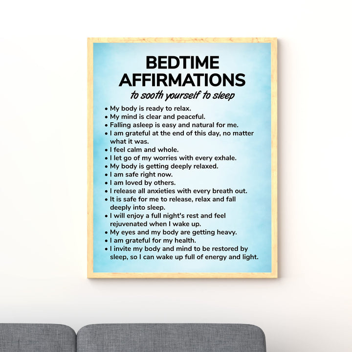 Bedtime Affirmations-Inspirational Quotes Wall Art -11 x 14" Motivational Night Time Poster Print -Ready to Frame. Ideal for Home D?cor-Bedroom Decor. Great Reminders &amp; Inspiration for Sleep!