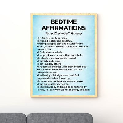 Bedtime Affirmations-Inspirational Quotes Wall Art -11 x 14" Motivational Night Time Poster Print -Ready to Frame. Ideal for Home D?cor-Bedroom Decor. Great Reminders & Inspiration for Sleep!