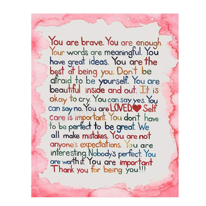 "You Are Enough-Pink"- Inspirational Wall Art Print-8 x 10"