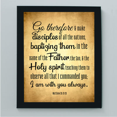 Go & Make Disciples of All the Nations Bible Verse Wall Decor -8 x 10" Scripture Art Print -Ready to Frame. Home-Office-Church-Sunday School Decor. Perfect Christian Gift of Faith! Matthew 28:19-20