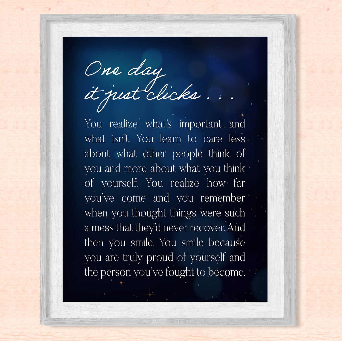 ?One Day it Just Clicks? Motivational Wall Art Sign -8 x 10" Modern Typographic Poster Print-Ready to Frame. Perfect Home-Office-School-Dorm Decor. Great Inspirational Gift!