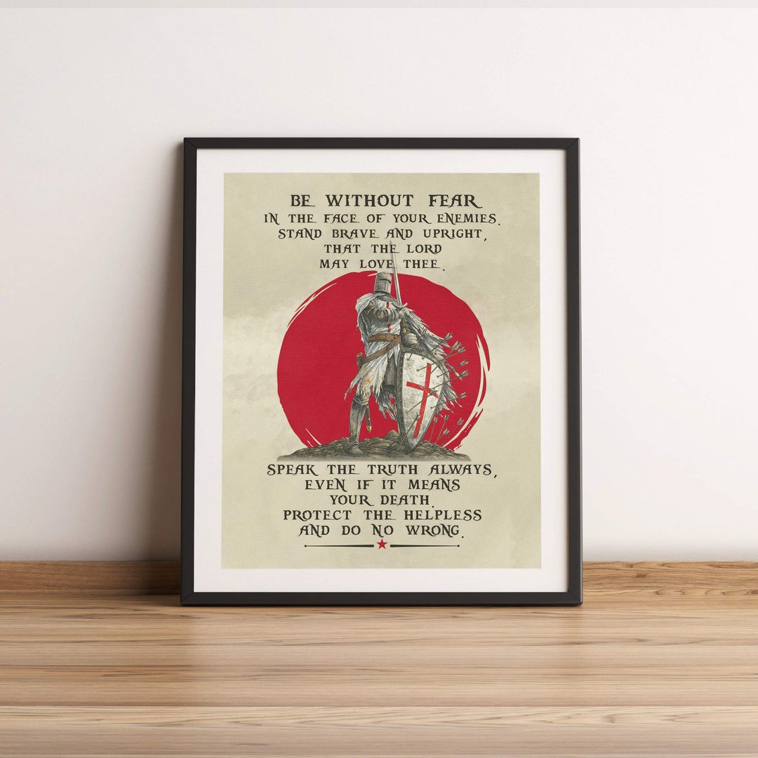 Be Without Fear-Stand Brave &amp; Upright-Inspirational Christian Wall Art-11 x 14" Motivational Armor of God Warrior Print-Ready to Frame. Home-Office-Church-Religious Decor. Great Gift of Motivation!