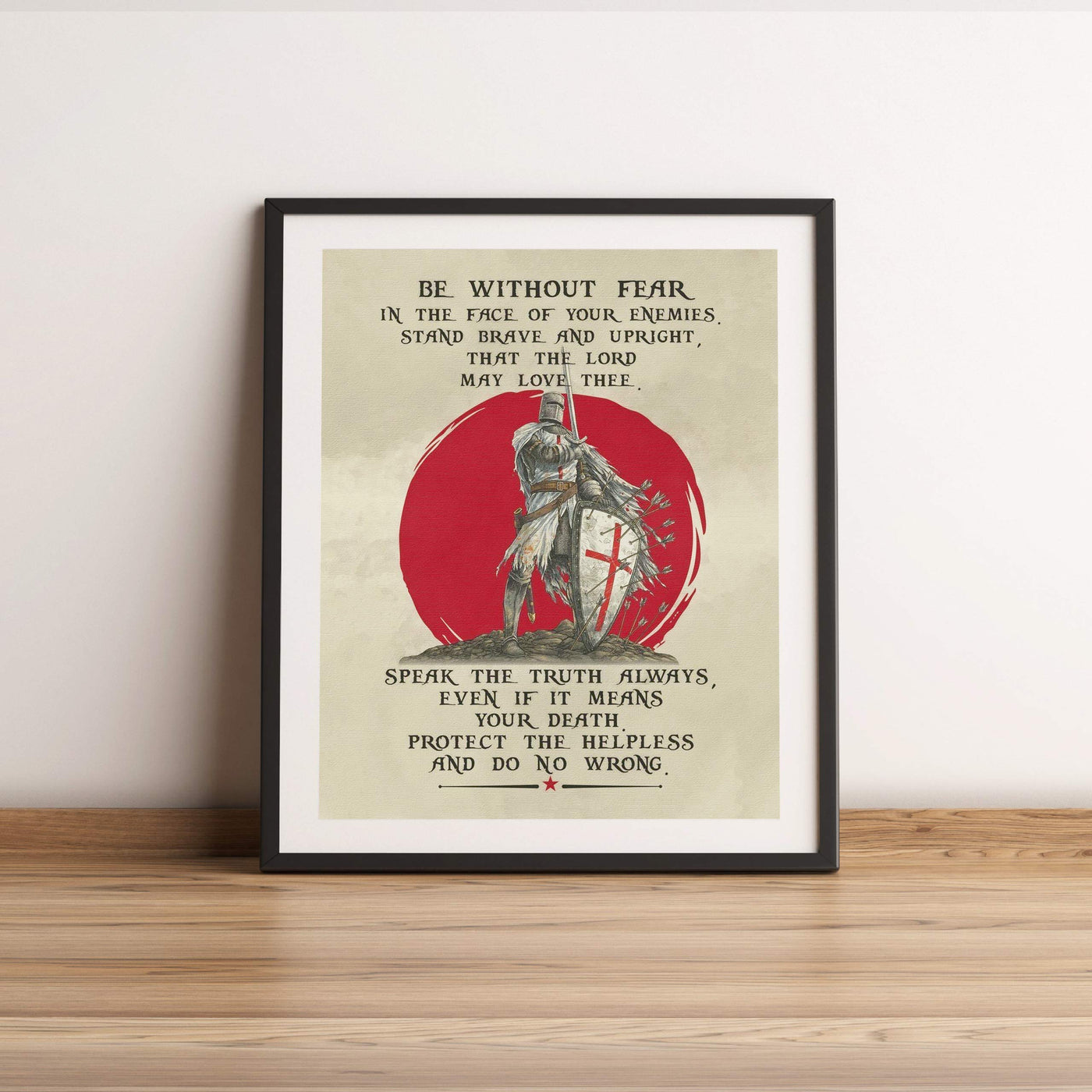 Be Without Fear-Stand Brave & Upright-Inspirational Christian Wall Art-11 x 14" Motivational Armor of God Warrior Print-Ready to Frame. Home-Office-Church-Religious Decor. Great Gift of Motivation!