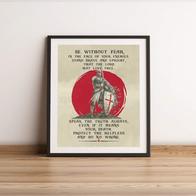 Be Without Fear-Stand Brave & Upright-Inspirational Christian Wall Art-11 x 14" Motivational Armor of God Warrior Print-Ready to Frame. Home-Office-Church-Religious Decor. Great Gift of Motivation!