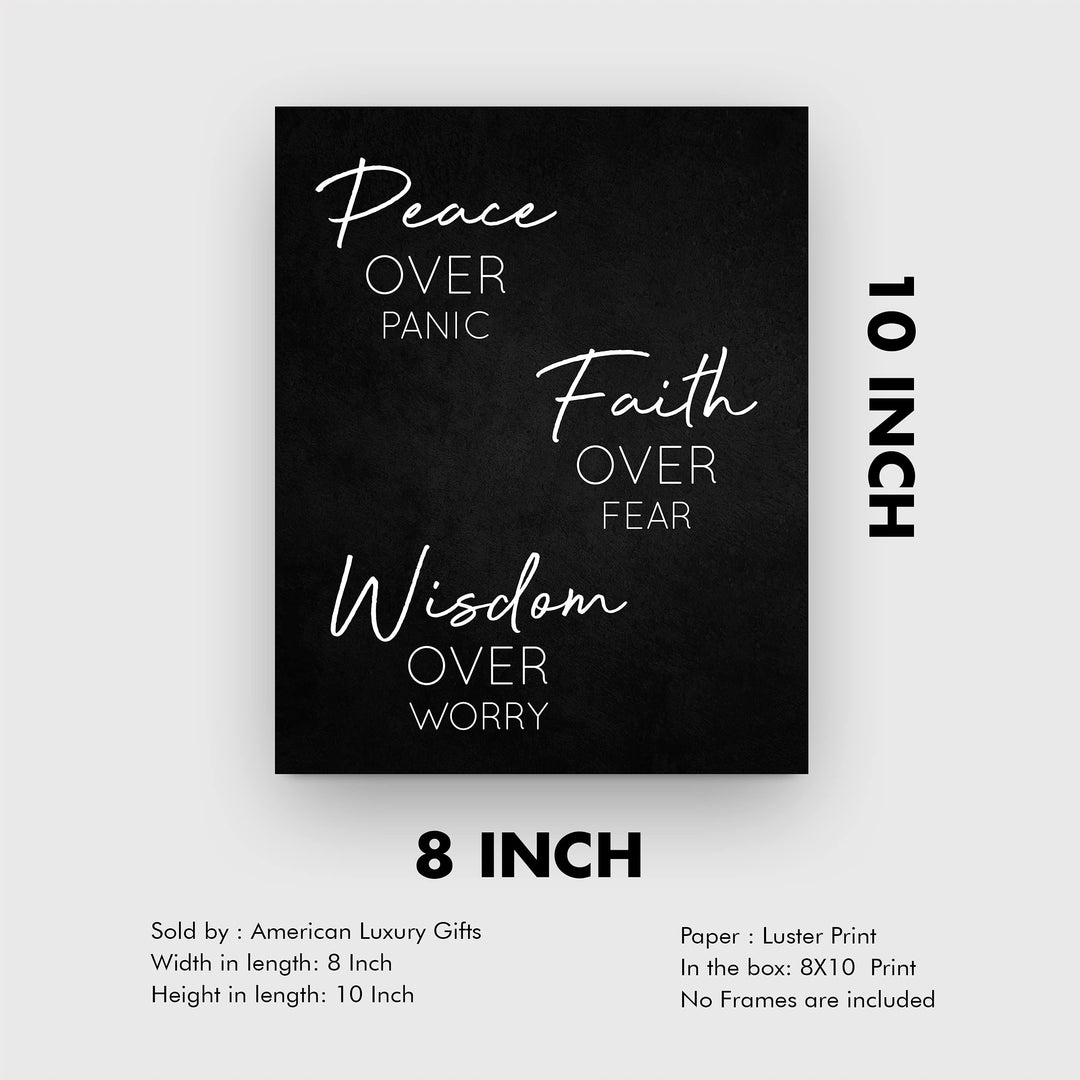 Peace Over Panic-Faith Over Fear-Christian Wall Art -8 x 10" Modern Spiritual Wall Print -Ready to Frame. Perfect Home-Office-Church-Religious Decor. Inspirational Reminder to Pray &amp; Have Faith!