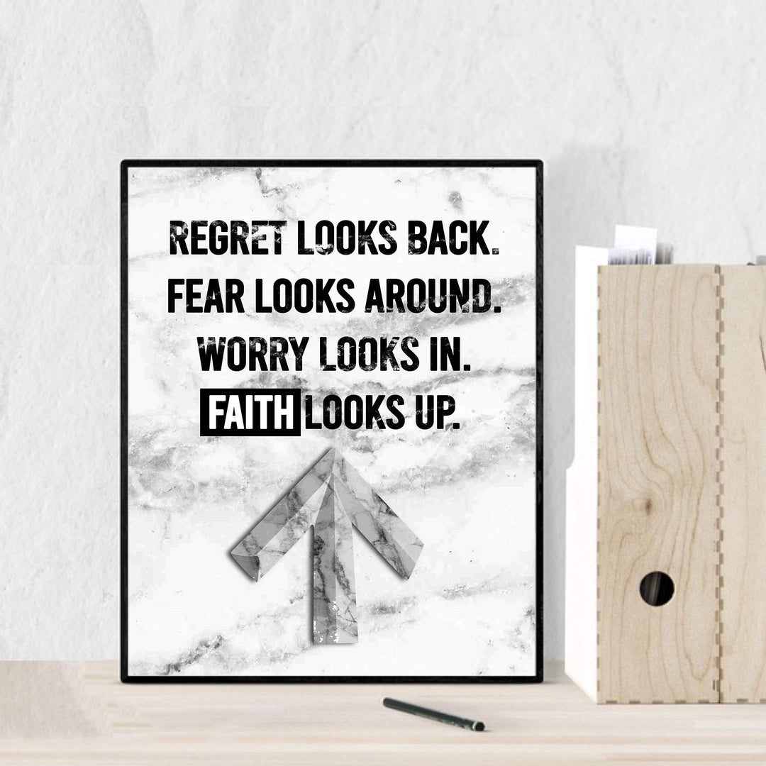 Faith Looks Up Inspirational Quotes Wall Art-8 x 10" Typographic Christian Wall Print-Ready to Frame. Motivational Decoration for Home-Office-Church-Dorm Decor. Great Religious Gift of Inspiration!