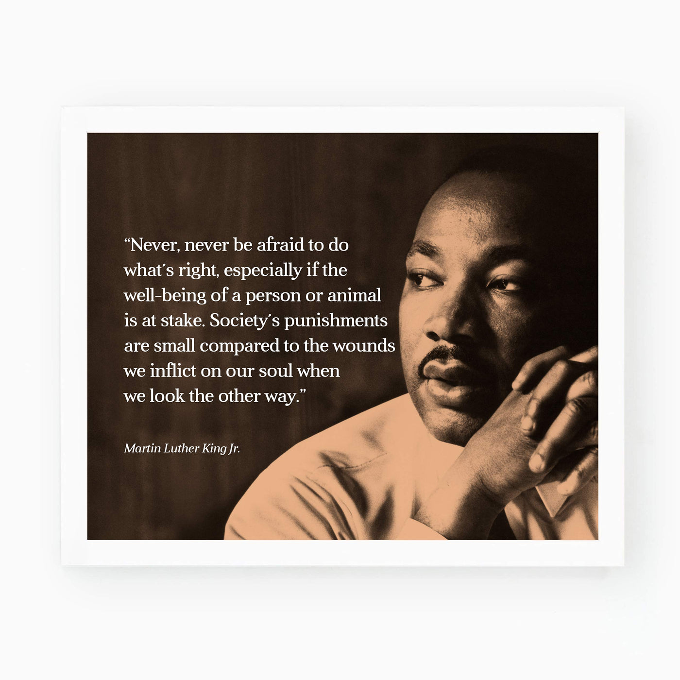 Martin Luther King Jr. Quotes-"Never Be Afraid To Do What's Right"-10 x 8" MLK Silhouette Wall Art Print-Ready to Frame. Inspirational Home-Office-School-Library Decor. Great Historical Reminder!