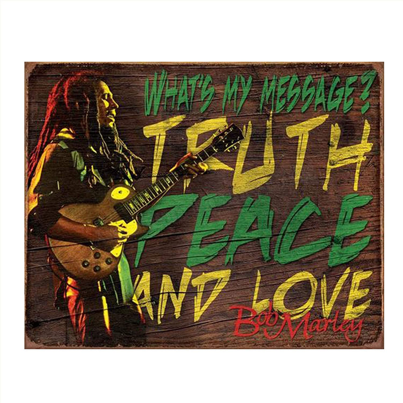 Bob Marley- Quotes Wall Art-"Message-Truth, Peace & Love"- 8 x 10"