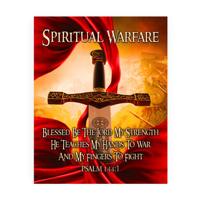 Spiritual Warfare-Blessed Be the Lord Bible Verse Wall Art -8x10" Motivational Christian Sword Picture Print-Ready to Frame. Home-Office-Sunday School-Church Decor. Great Gift of Faith! Psalm 144:1