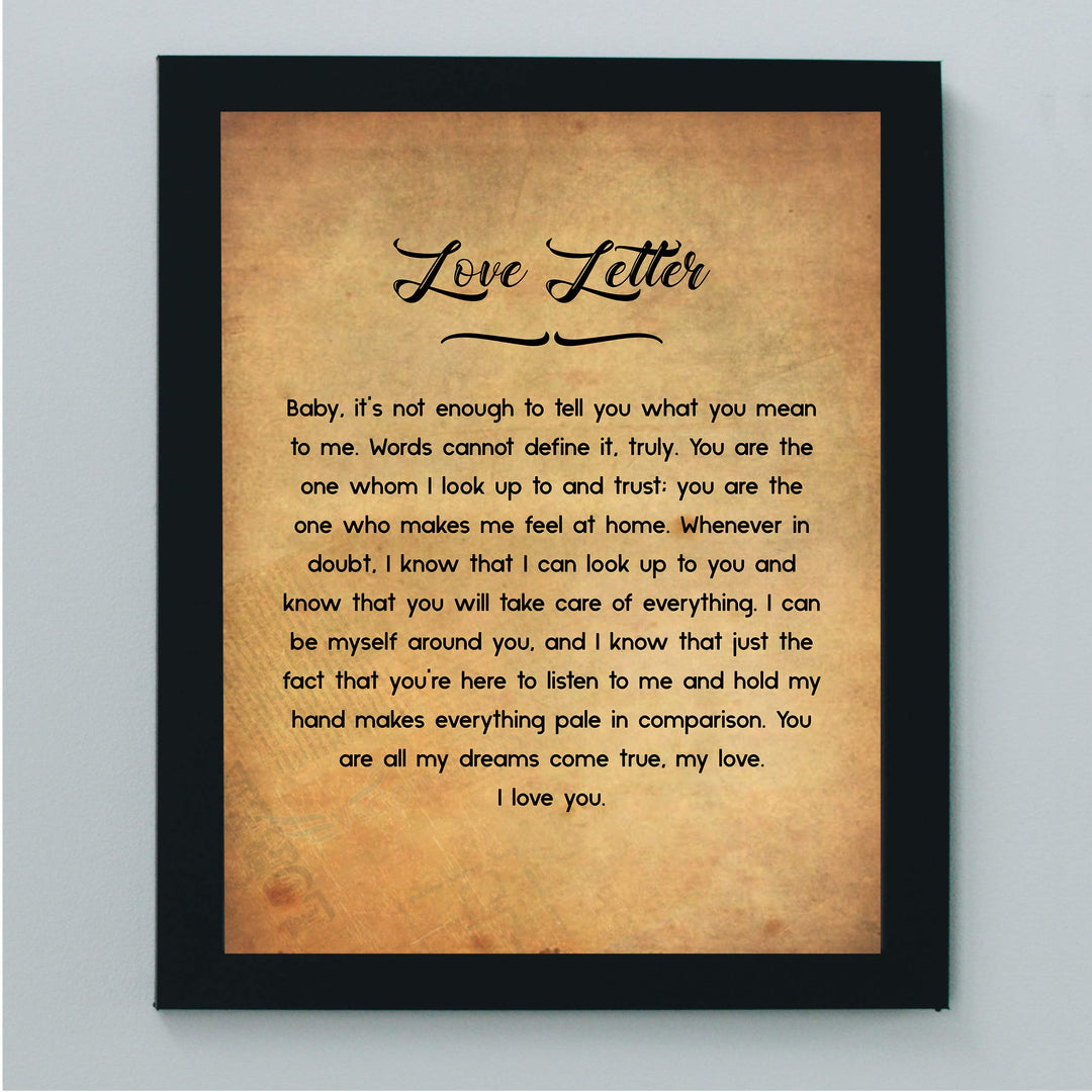 Love Letter- You Are My Everything- Wall Art Print-8 x 10" Wall Decor-Ready to Frame. Distressed Typographic Parchment Print for Home-Bedroom- Office Decor. Lifetime Gift For That Special Person.