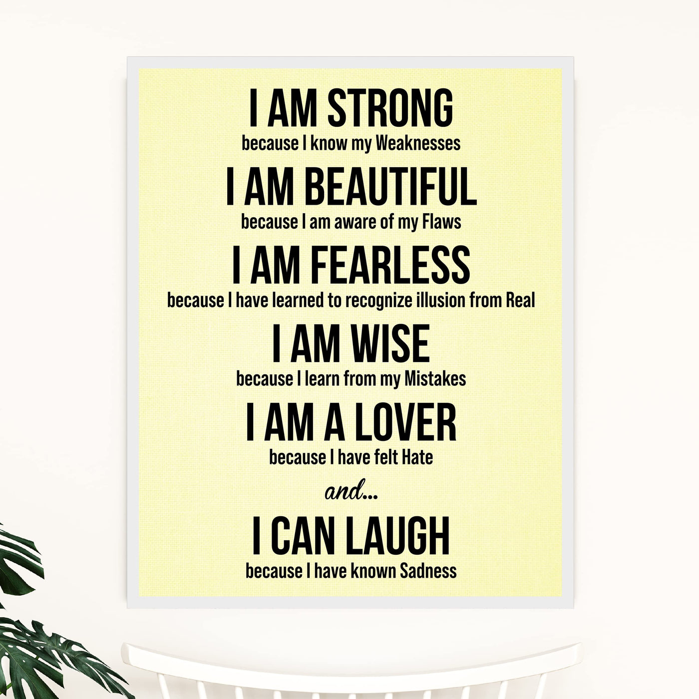 I Am Strong Because I Know My Weaknesses Motivational Quotes Wall Sign -11 x 14" Modern Inspirational Art Print -Ready to Frame. Great for Home-Office-Classroom Decor. Perfect Life Lessons for All!