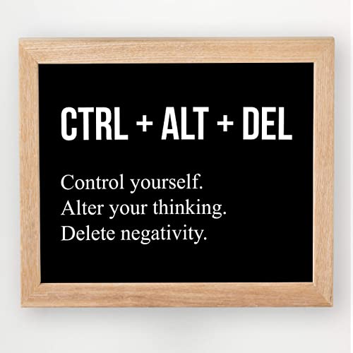 "Control Yourself-Alter Your Thinking-Delete Negativity" Motivational Wall Art -10 x 8"