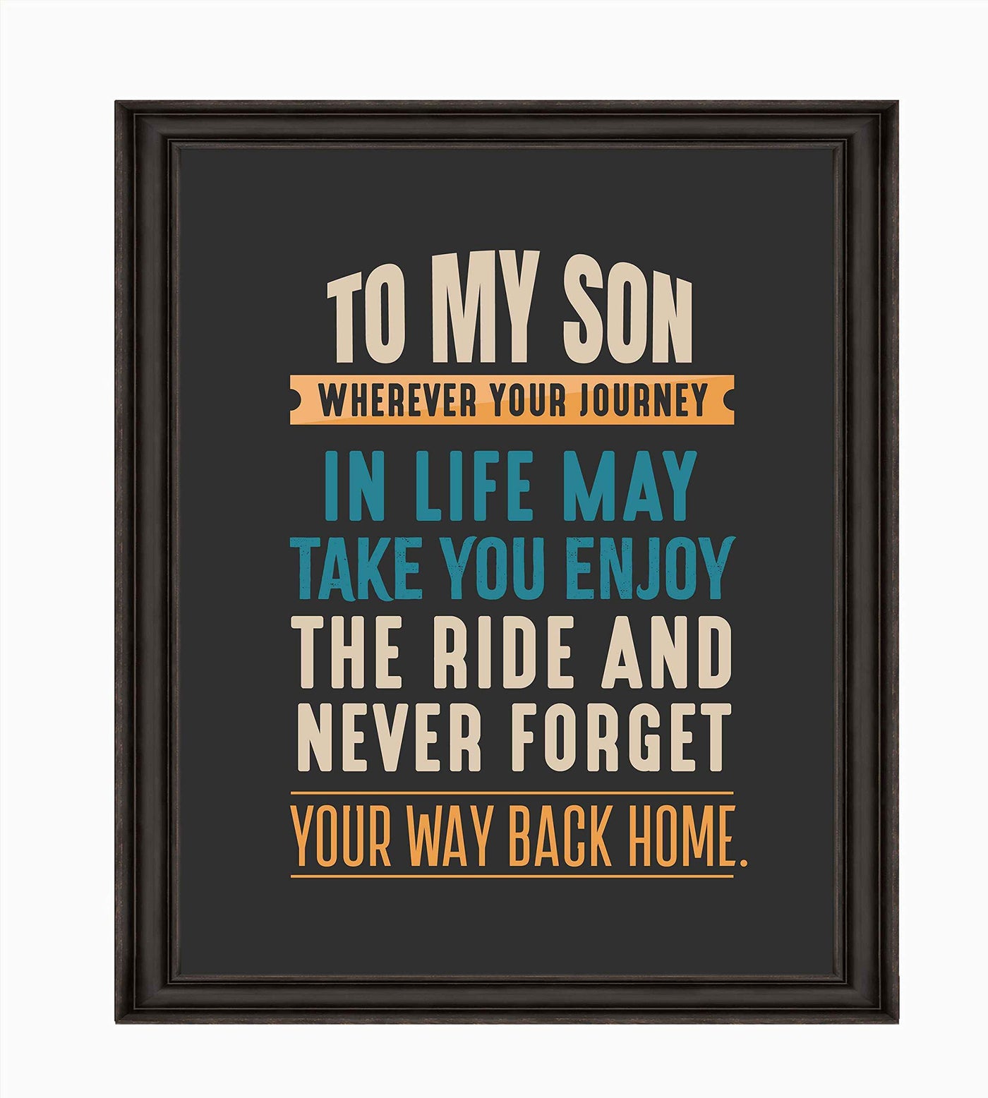 To My Son-Never Forget Your Way Back Home Inspirational Wall Art Sign -8 x 10" Typographic Poster Print-Ready to Frame. Lifetime Keepsake for Any Son On Any Occasion. Great Graduation Gift!