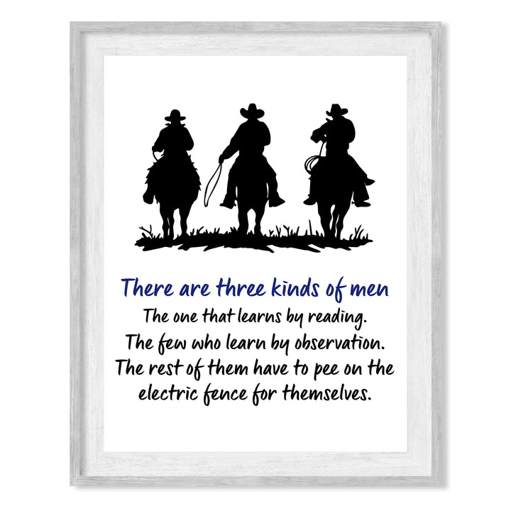 There Are 3 Kinds of Men -Funny Western Sign- 10 x 8" Country Wall Art- Rustic Cowboy on Horse Silhouette Print- Ready to Frame. Humorous Decor for Home-Bar-Man Cave-Barn. Fun Gift for All Cowboys!