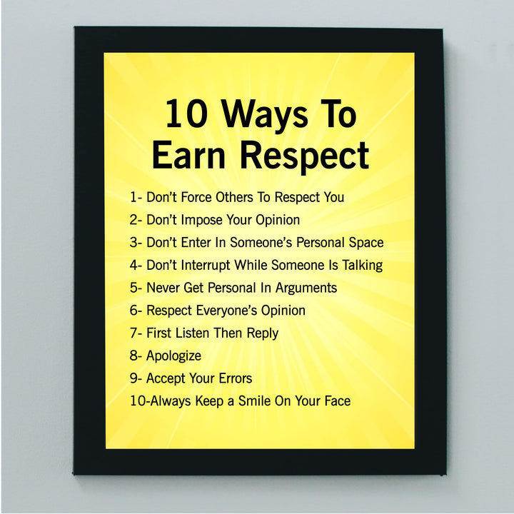 10 Ways to Earn Respect Inspirational Affirmations Wall Art -8 x 10" Motivational Quotes Print -Ready to Frame. Positive Decoration for Home-Office-Classroom-Success Decor. Gifts for Inspiration!