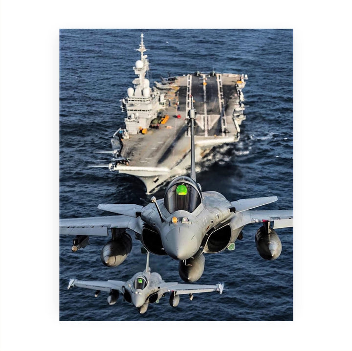 Dassault Rafale Taking Off From Aircraft Carrier -French Fighter Jet Print -8x10" Military Plane Wall Decor -Ready to Frame. Home-Office-School Decor. Perfect Sign for Game Room-Garage-Cave Decor!