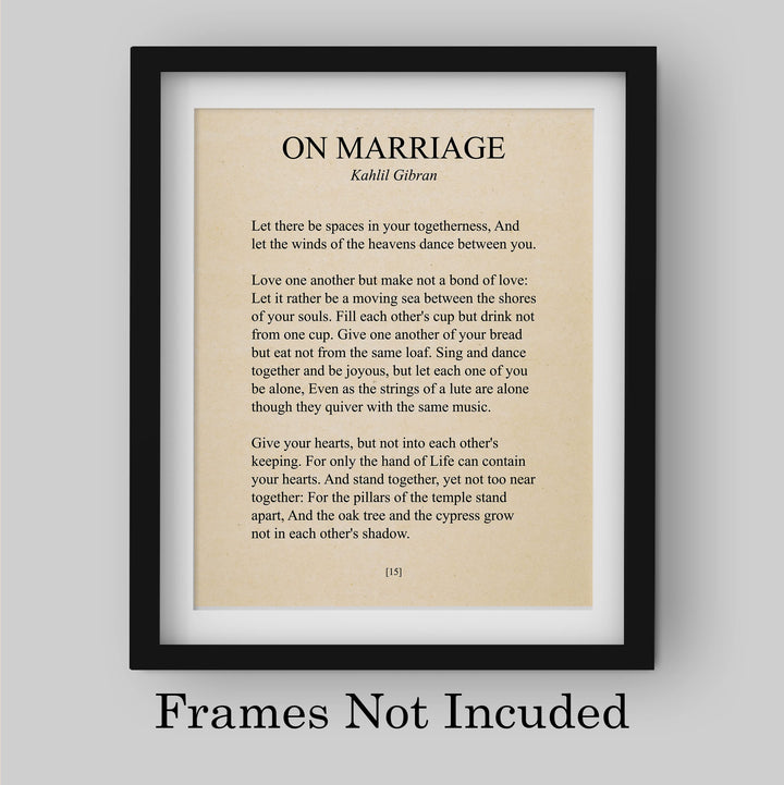 On Marriage-Kahlil Gibran Wedding Poem Wall Art -8 x 10"-Inspirational Poetic Print -Ready to Frame. Perfect Home-Office-Wedding Table-Anniversary Decor. Loving Keepsake Gift for Husband &amp; Wife!