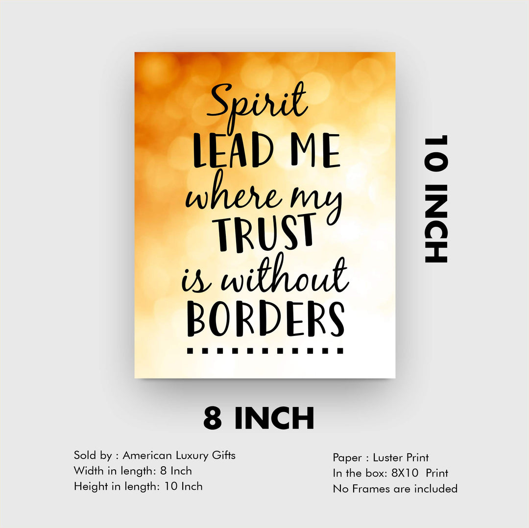 Spirit Lead Me Where My Trust Is Without Borders Song Lyrics Art -8 x 10" Typographic Music Wall Print-Ready to Frame. Home-Office-Studio Decor. Perfect Christian Gift for Hillsong UNITED Fans!