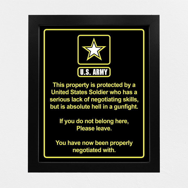 This House Is Protected By a United States Soldier US Army Star Logo Print- 8 x 10"- Wall Art Prints- Ready to Frame. Humorous Home-Office-Military-Door Decor. Perfect Sign for Those Who Served!