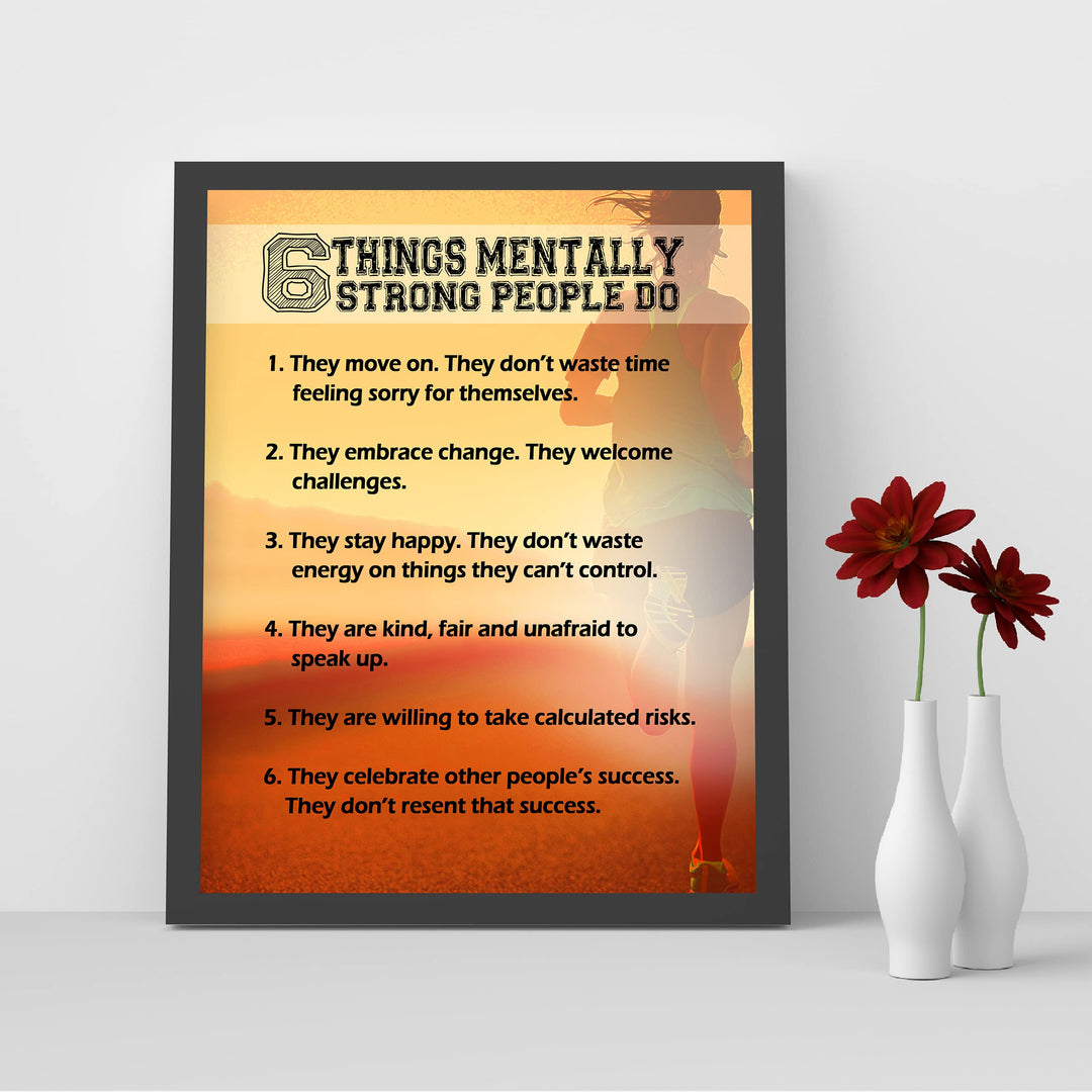 6 Things Mentally Strong People Do-8 x 10" Motivational Wall Decor Art. Typographic Sunset Photo Print -Ready to Frame. Inspirational Home-Office-Classroom-Gym Decor. Great Gift for Motivation!